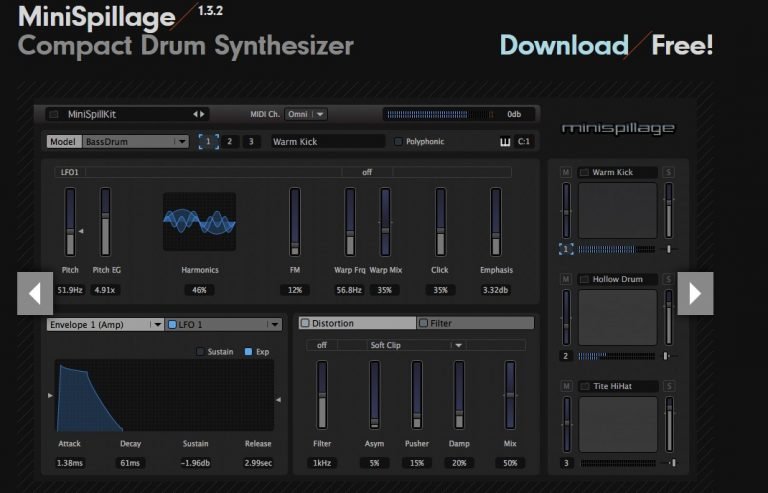 minispillage 1.3.2 compact drum synthesizer